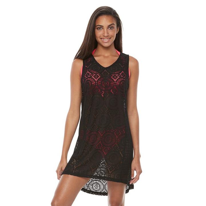 Women's Apt. 9&reg; Lace High-low Cover-up, Size: Xl, Black