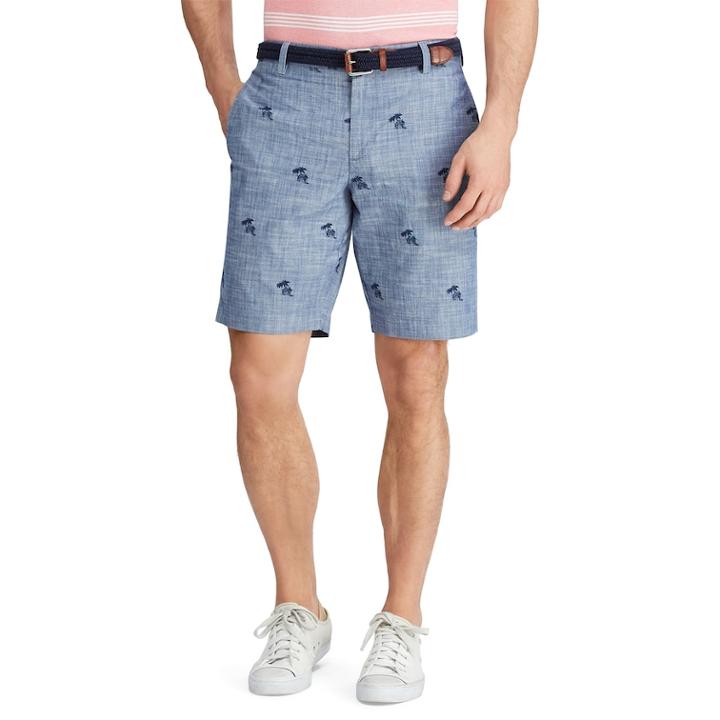 Big & Tall Chaps Classic-fit Swordfish Chambray Flat-front Shorts, Men's, Size: 46, Blue (navy)