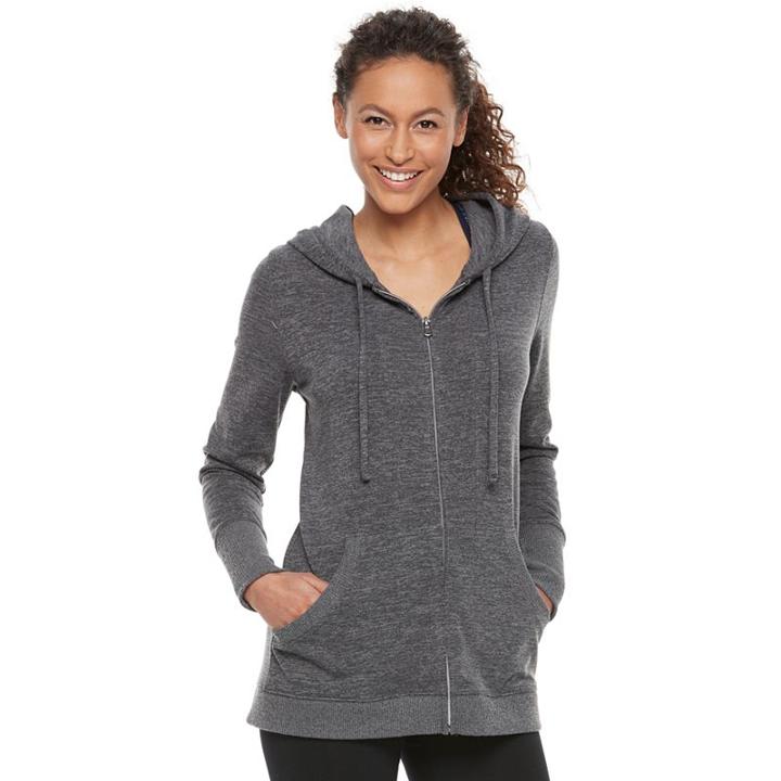 Women's Tek Gear&reg; Hooded Zip-front Tunic, Size: Large, Turquoise/blue (turq/aqua)