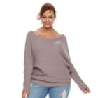 Plus Size Jennifer Lopez Ribbed Dolman Sweater, Women's, Size: 2xl, Brt Purple