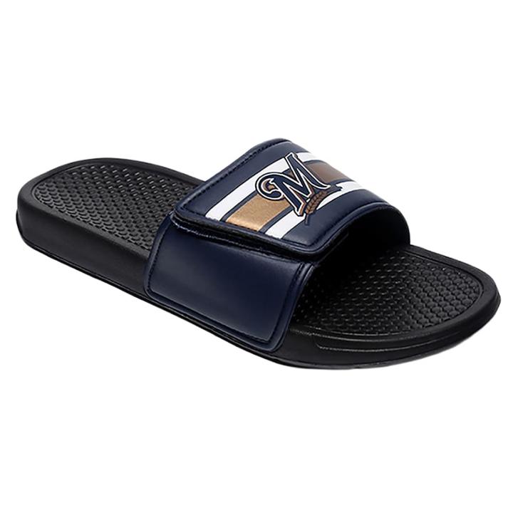 Men's Forever Collectibles Milwaukee Brewers Legacy Slide Sandals, Size: Large, Team