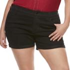 Plus Size Jennifer Lopez Midrise Cuffed Twill Shorts, Women's, Size: 20 W, Black