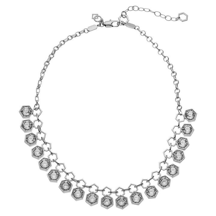 Coco Lane Hexagon Collar Necklace, Women's, Size: 17, Grey