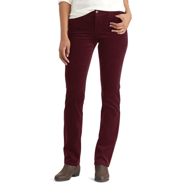 Petite Chaps 4-way Stretch Straight-leg Corduroy Pants, Women's, Size: 8 Petite, Red