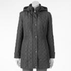 Women's Weathercast Hooded Quilted Jacket, Size: Medium, Grey