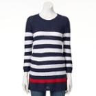 Women's Croft & Barrow&reg; Textured Crewneck Sweater, Size: Small, Dark Blue