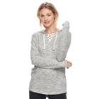 Juniors' So&reg; Lace-up Tunic Hoodie, Teens, Size: Large, Med Grey