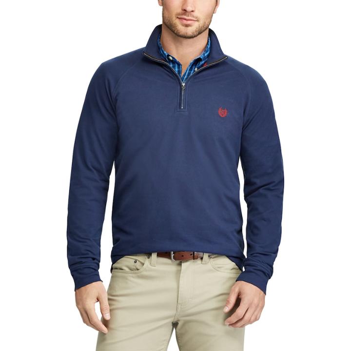 Big & Tall Chaps Regular-fit Quarter-zip Stretch Pullover, Men's, Size: 3xl Tall, Blue (navy)
