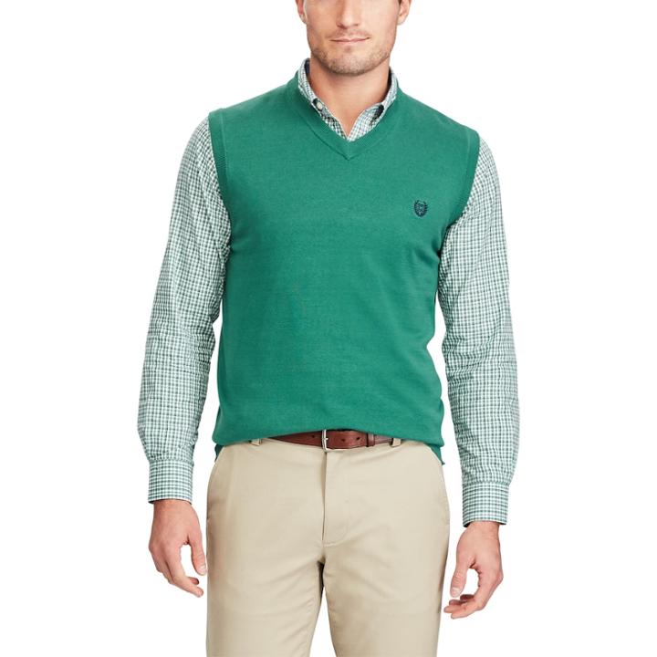 Men's Chaps Classic-fit Fine-gauge Sweater Vest, Size: Medium, Green