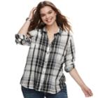 Juniors' Plus Size So&reg; Button Down Shirt, Teens, Size: 1xl, Med Grey
