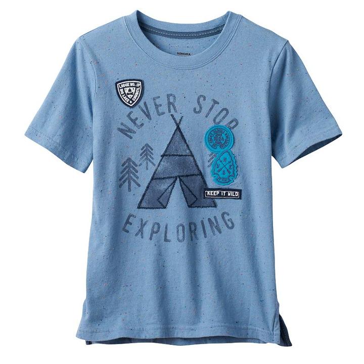 Boys 4-7x Sonoma Goods For Life&trade; Space-dyed Embroidered Graphic Tee, Boy's, Size: 6, Blue (navy)