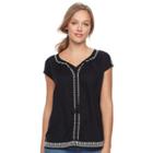 Women's Sonoma Goods For Life&trade; Embroidered Tee, Size: Xs, Black