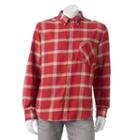 Men's Woolrich Classic-fit Plaid Flannel Button-down Shirt, Size: Medium, Dark Red