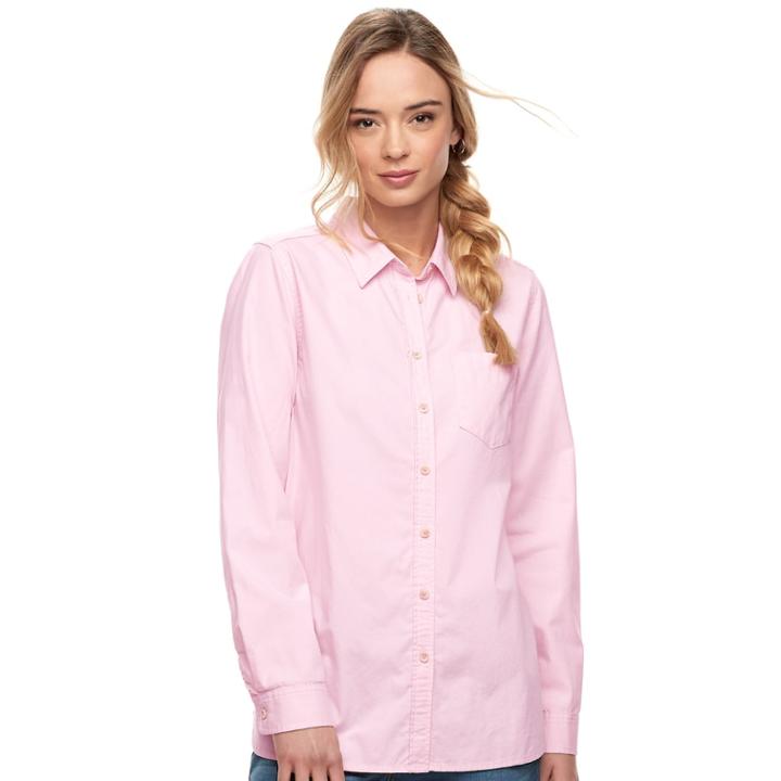 Women's Sonoma Goods For Life&trade; Essential Poplin Shirt, Size: Large, Light Pink