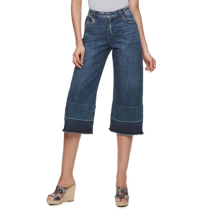 Petite Jennifer Lopez Wide-leg Capri Jeans, Women's, Size: 2 Petite, Blue Other