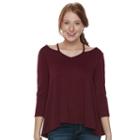 Juniors' So&reg; Cold-shoulder Swing Tee, Teens, Size: Medium, Red