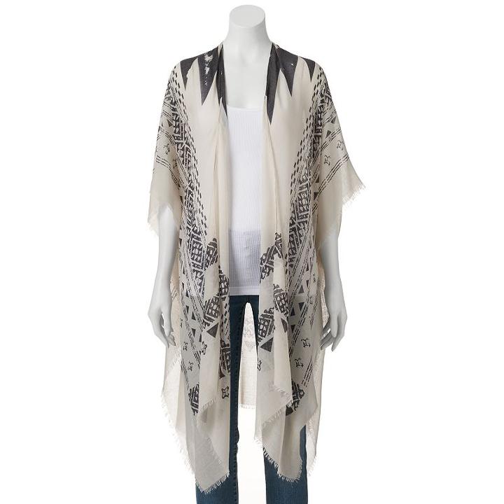 Sonoma Goods For Life&trade; Geometric Frayed Ruana, Women's, Natural