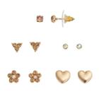 Lc Lauren Conrad Heart & Flower Nickel Free Stud Earring Set, Women's, Gold