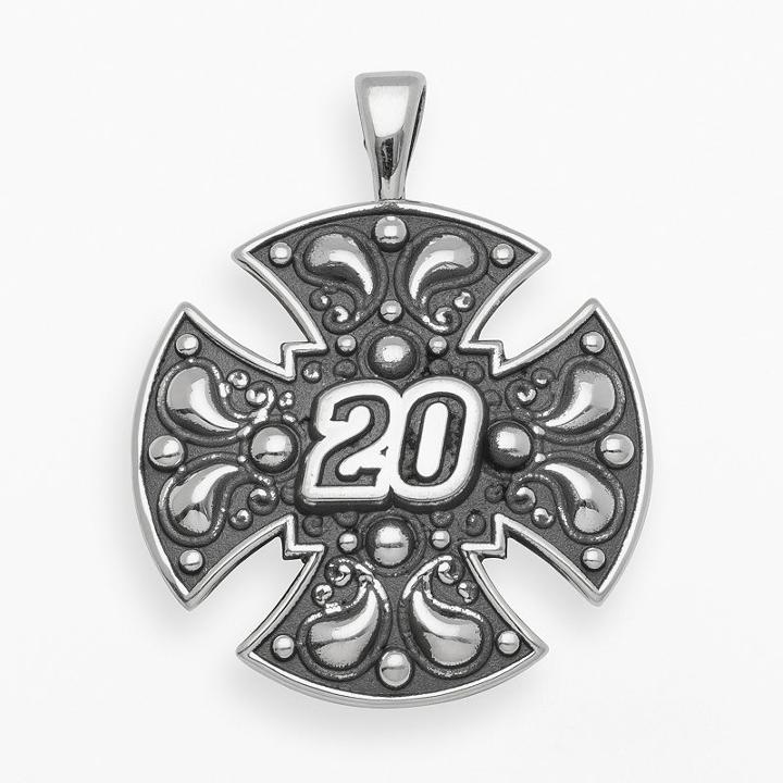 Insignia Collection Nascar Matt Kenseth Sterling Silver 20 Maltese Cross Pendant, Adult Unisex, Grey