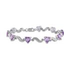 Stella Grace Sterling Silver Amethyst & Diamond Accent Heart Bracelet, Women's, Size: 7, Purple