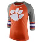 Women's Nike Clemson Tigers Striped Sleeve Tee, Size: Small, Orange