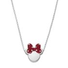 Disney Silver Plated Crystal Minnie Mouse Pendant Necklace, Women's, Grey