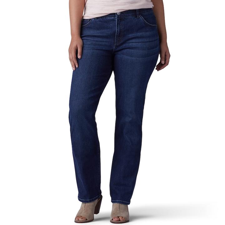 Plus Size Lee Flex Motion Regular Fit Straight-leg Jeans, Women's, Size: 16w T/l, Blue