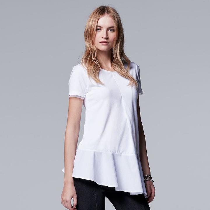 Women's Simply Vera Vera Wang Asymmetrical Tee, Size: Large, White