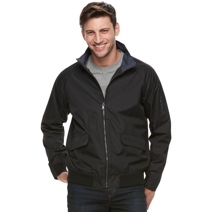 Men's Izod Lightweight Hooded Jacket, Size: Medium, Black