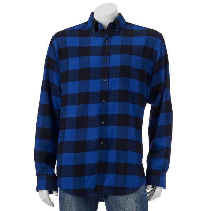 Big & Tall Croft & Barrow&reg; Classic-fit Plaid Flannel Button-down Shirt, Men's, Size: 3xb, Dark Blue