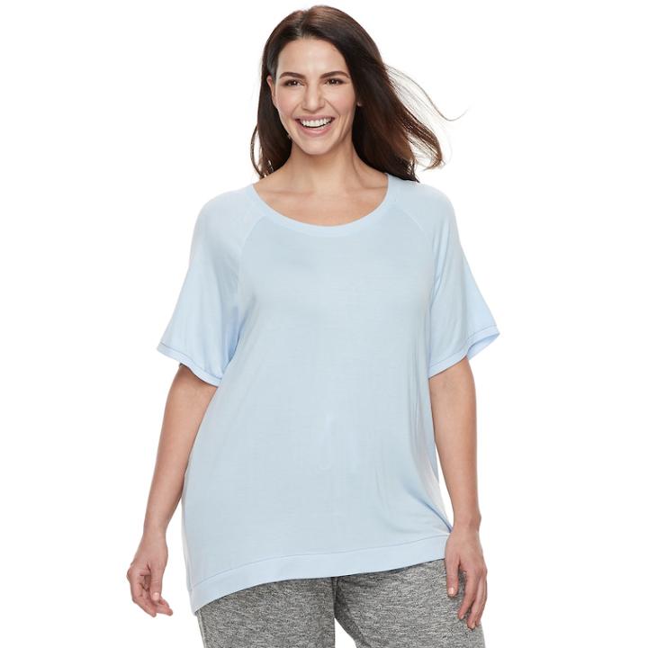 Plus Size Sonoma Goods For Life&trade; Ribbed Trim Tee, Women's, Size: 3xl, Light Blue