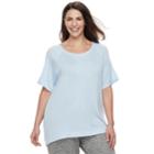 Plus Size Sonoma Goods For Life&trade; Ribbed Trim Tee, Women's, Size: 3xl, Light Blue
