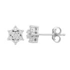 Sterling Silver Diamond Accent Star Stud Earrings, Women's, White