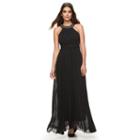 Women's Sharagano Embellished Pleated Evening Dress, Size: 16, Black