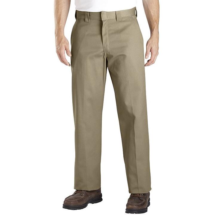 Men's Dickies Relaxed Straight Fit Twill Work Pants, Size: 36x32, Beig/green (beig/khaki)