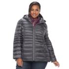 Plus Size D.e.t.a.i.l.s Down Vest & Jacket Set, Women's, Size: 3xl, Grey