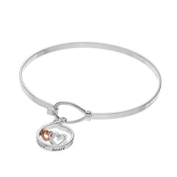 Silver Expressions By Larocks Sisters Heart Bangle Bracelet, Women's, Grey