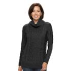 Women's Croft & Barrow&reg; Cable-knit Cowlneck Sweater, Size: Xl, Dark Grey