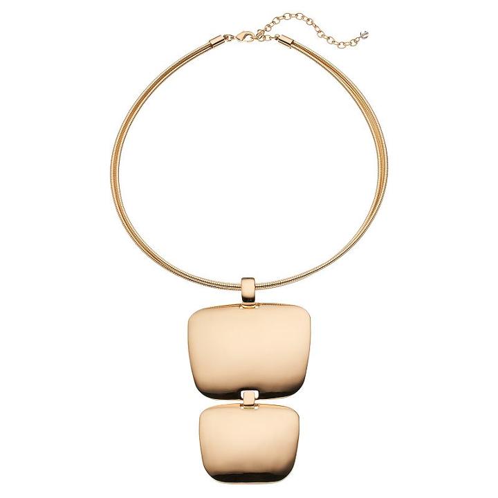 Dana Buchman Double Strand Graduated Rectangular Pendant Necklace, Women's, Gold