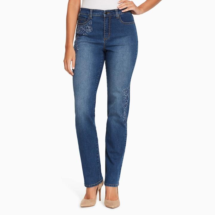Women's Gloria Vanderbilt Amanda Embroidered Jeans, Size: 14 Avg/reg, Blue