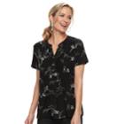 Women's Croft & Barrow&reg; Jacquard Pintuck Henley Top, Size: Medium, Black