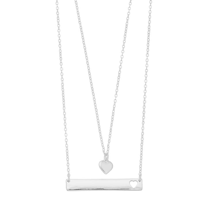 Lc Lauren Conrad Heart Bar Punch Out Double Strand Necklace, Women's, Silver