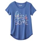 Girls 7-16 & Plus Size Mudd&reg; Raw Edge Scoopneck Shiny Graphic Tee, Girl's, Size: 18 1/2, Blue (navy)