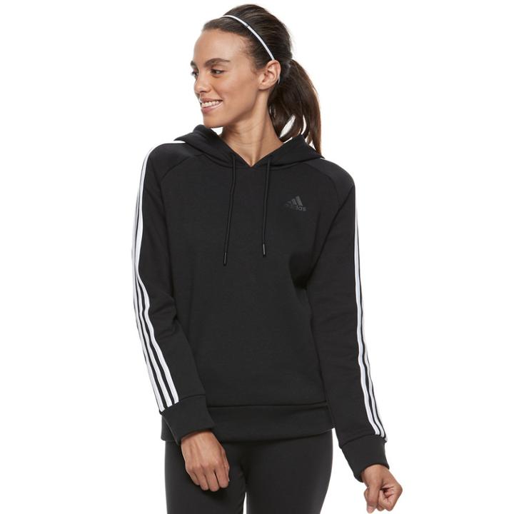 Women's Adidas 3 Stripe Pullover Hoodie, Size: Medium, Black