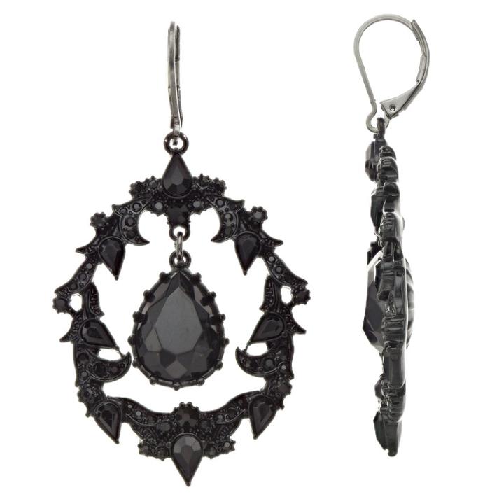 Simply Vera Vera Wang Simulated Stone Teardrop Orbital Earrings, Women's, Black