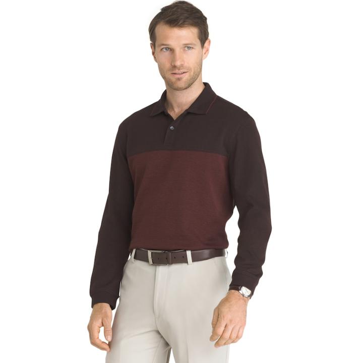 Men's Van Heusen Jaspe Classic-fit Flex Stretch Polo, Size: Large, Dark Red
