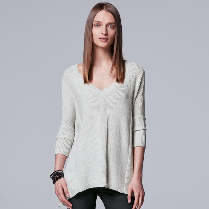 Women's Simply Vera Vera Wang Poncho Sweater, Size: L-xl, Light Grey
