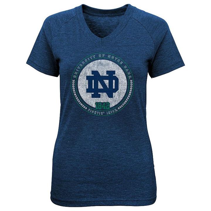 Girls 7-16 Notre Dame Fighting Irish Team Medallion Tee, Girl's, Size: M(10-12), Blue