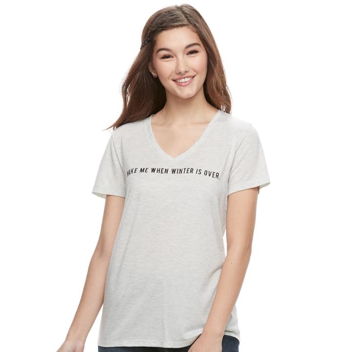 Juniors' Fifth Sun Wake Me When Winter Is Over Graphic Tee, Teens, Size: Large, Beig/green (beig/khaki)