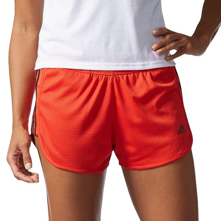 Women's Adidas Striped Knit Shorts, Size: Medium, Med Red